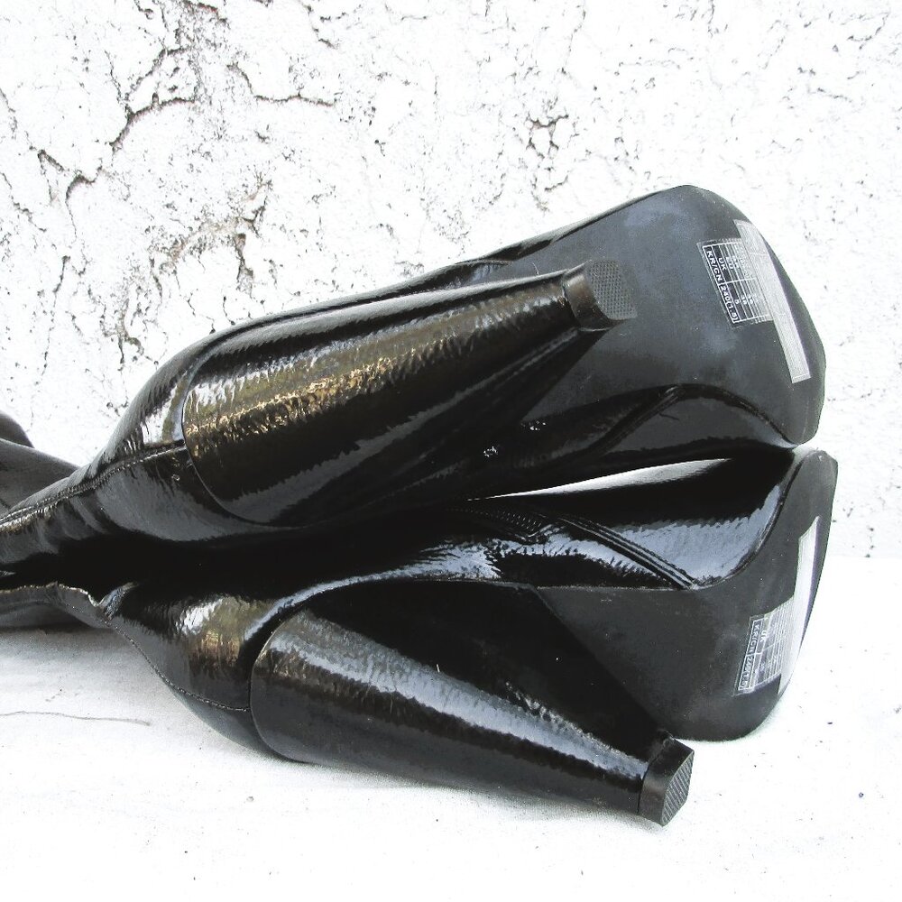 Forever 21 black faux patent thigh high boots 7 - Picture 6 of 9